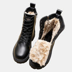 Bottines à lacets doublure peluche semelle épaisse us 4.5 pour femme