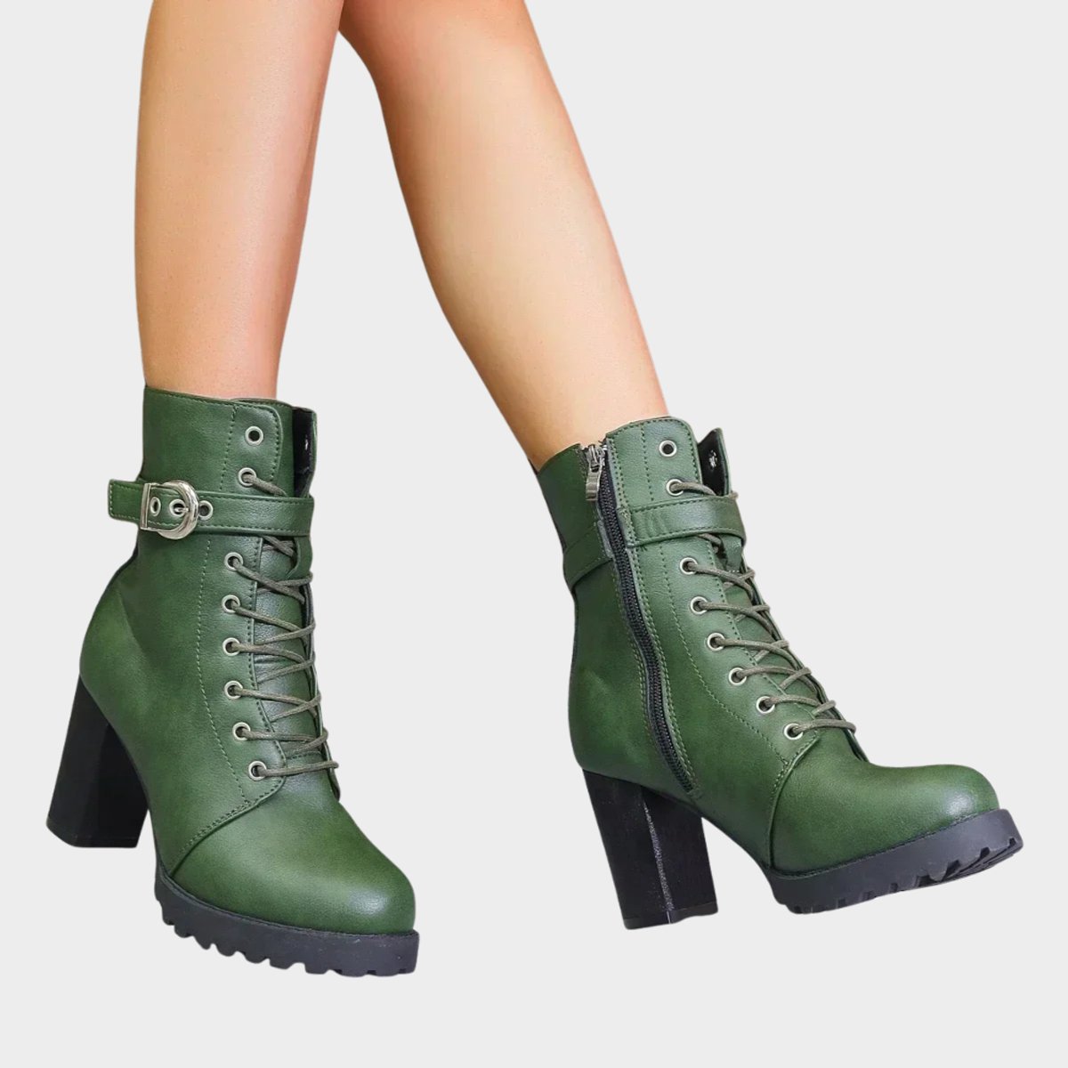 Bottines à lacets talon bloc avec boucle pour femme – vue 7