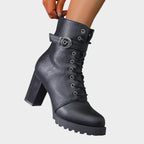 Bottines à lacets talon bloc avec boucle pour femme – vue 2