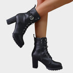 Bottines à lacets talon bloc avec boucle pour femme – vue 3
