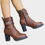 Bottines à lacets talon bloc avec boucle pour femme – vue 5
