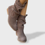 Bottines sangles décoratives fermeture éclair latérale gris foncé pour femme