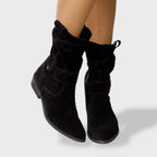 Bottines sangles décoratives fermeture éclair latérale noir pour femme
