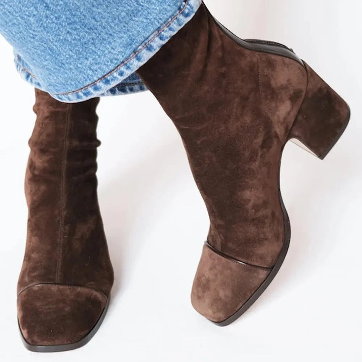 Bottines talon bloc bout carré pour femme