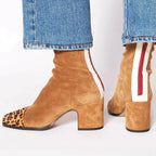 Bottines talon bloc bout carré marron pour femme