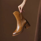Bottines talon bloc fermeture zippée latérale pour femme