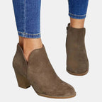 Bottines talon bloc fermeture zippée latérale pour femme