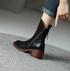 Bottines talon bloc fermeture zippée latérale pour femme – vue 3