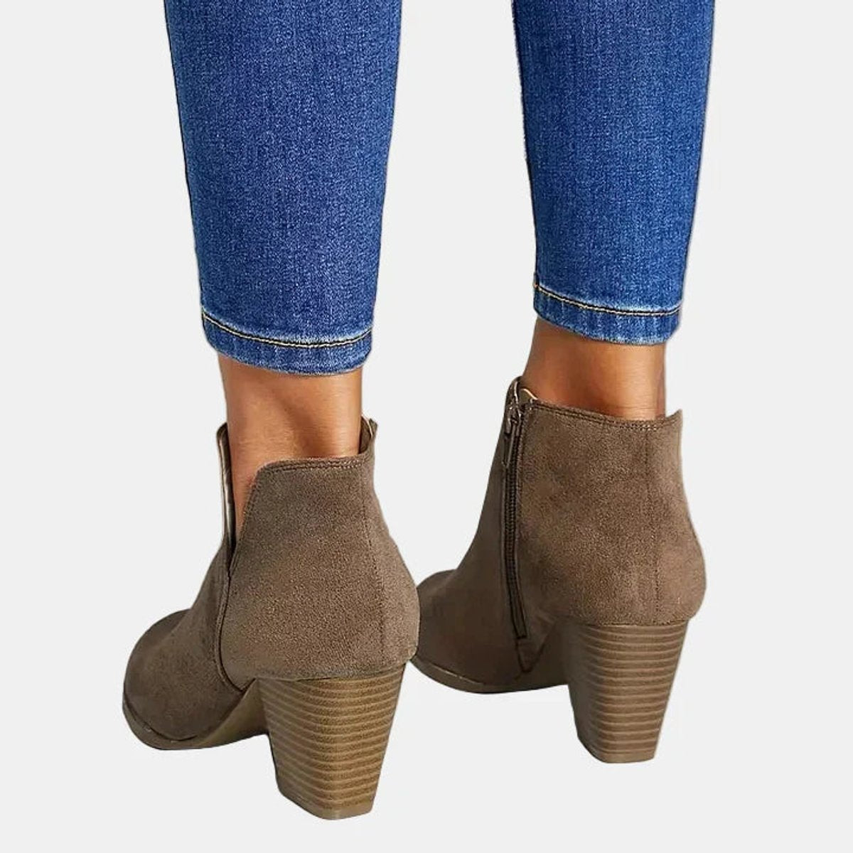 Bottines talon bloc fermeture zippée latérale pour femme – vue 3