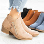 Bottines talon bloc fermeture éclair latérale pour femme