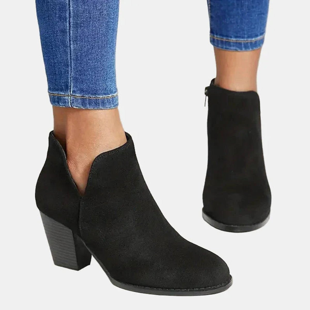 Bottines talon bloc fermeture zippée latérale pour femme – vue 4