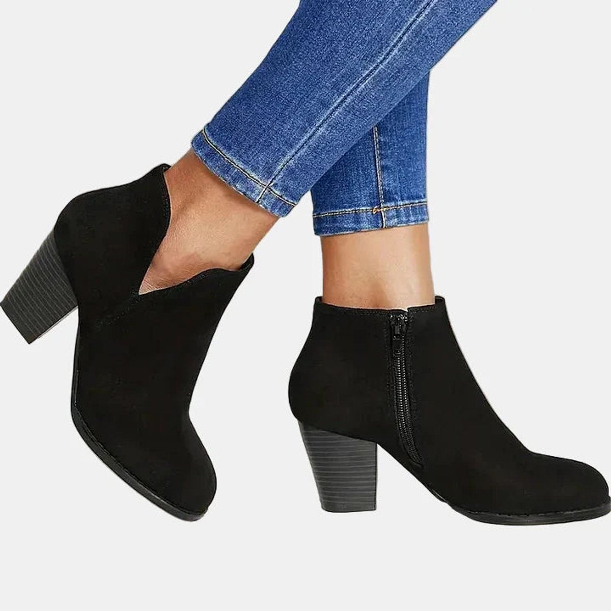 Bottines talon bloc fermeture zippée latérale pour femme – vue 5
