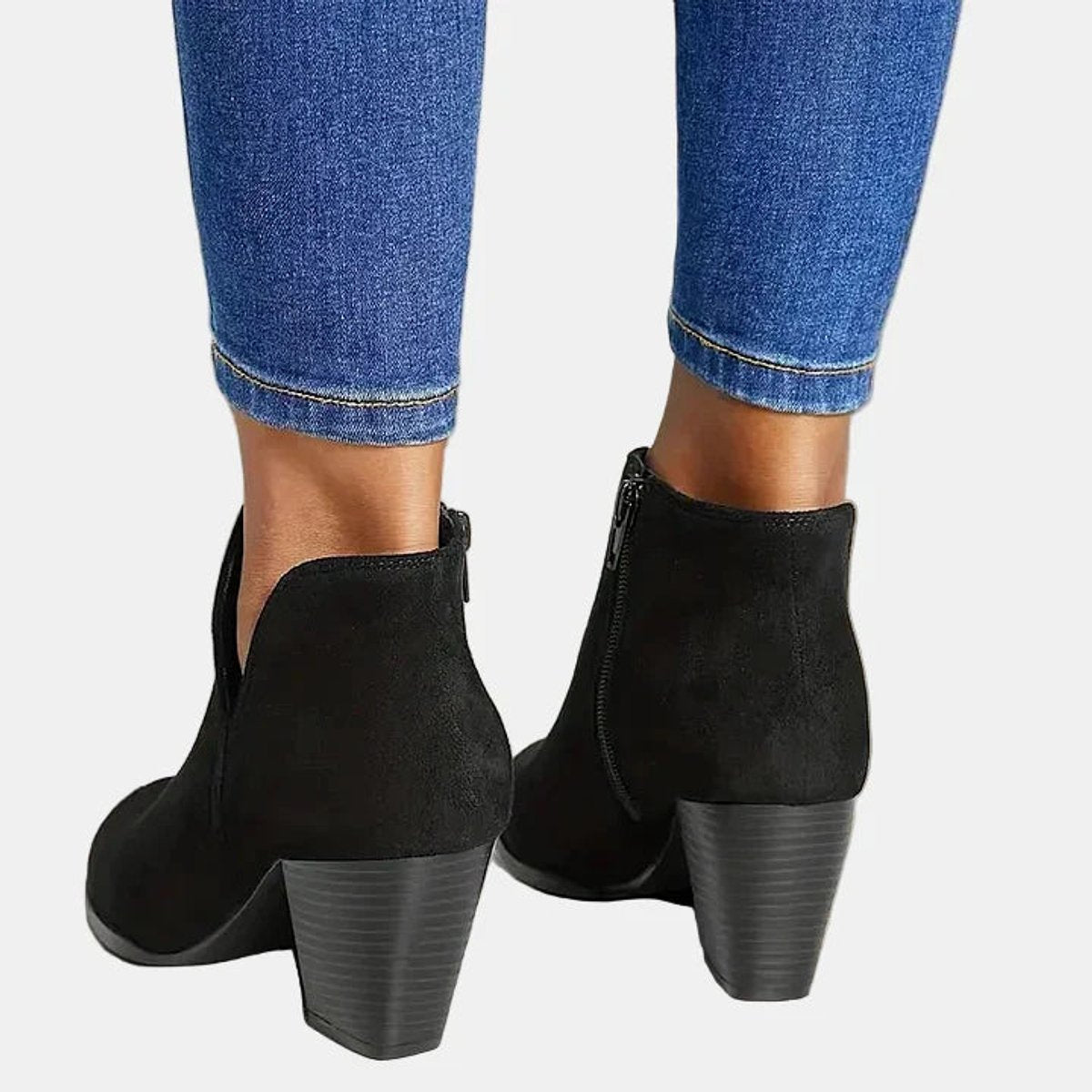Bottines talon bloc fermeture zippée latérale pour femme – vue 6