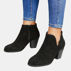 Bottines talon bloc fermeture zippée latérale noir pour femme