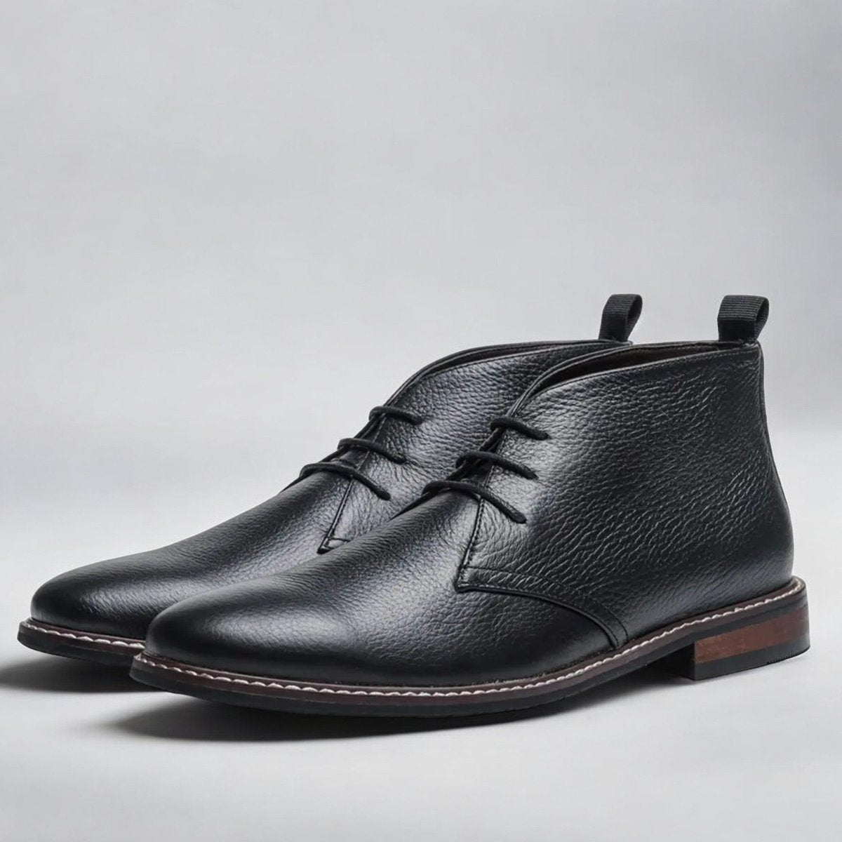 Bottines chukka à lacets montantes noir pour homme