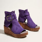 Bottines compensées à boucle pour femme violet