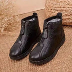 Bottines montantes à zip latéral doublées noir pour femme