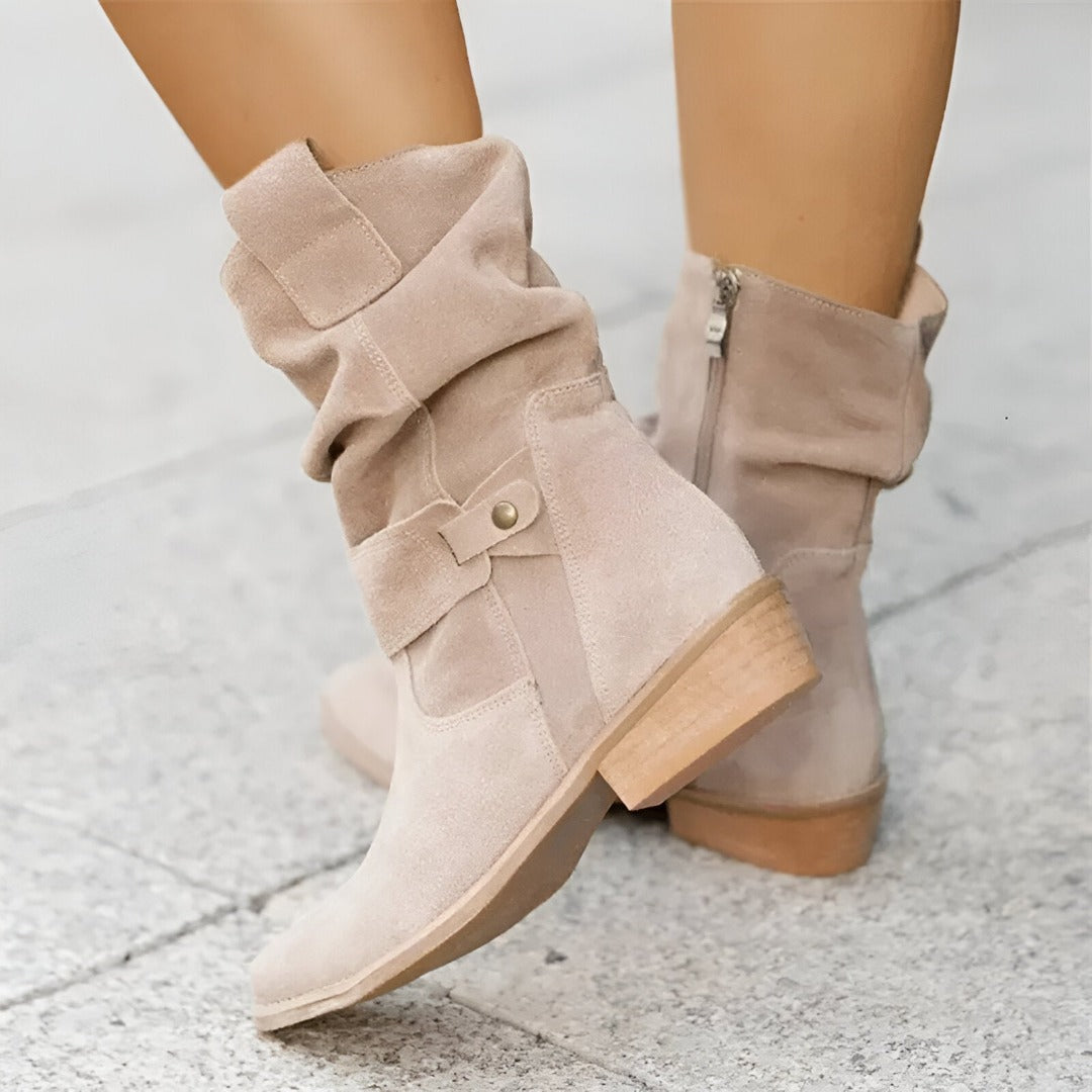 Bottines slouchy à brides et talon bas pour femme