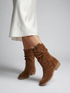 Bottines slouchy à sangle décorative talon bloc pour femme – vue 2