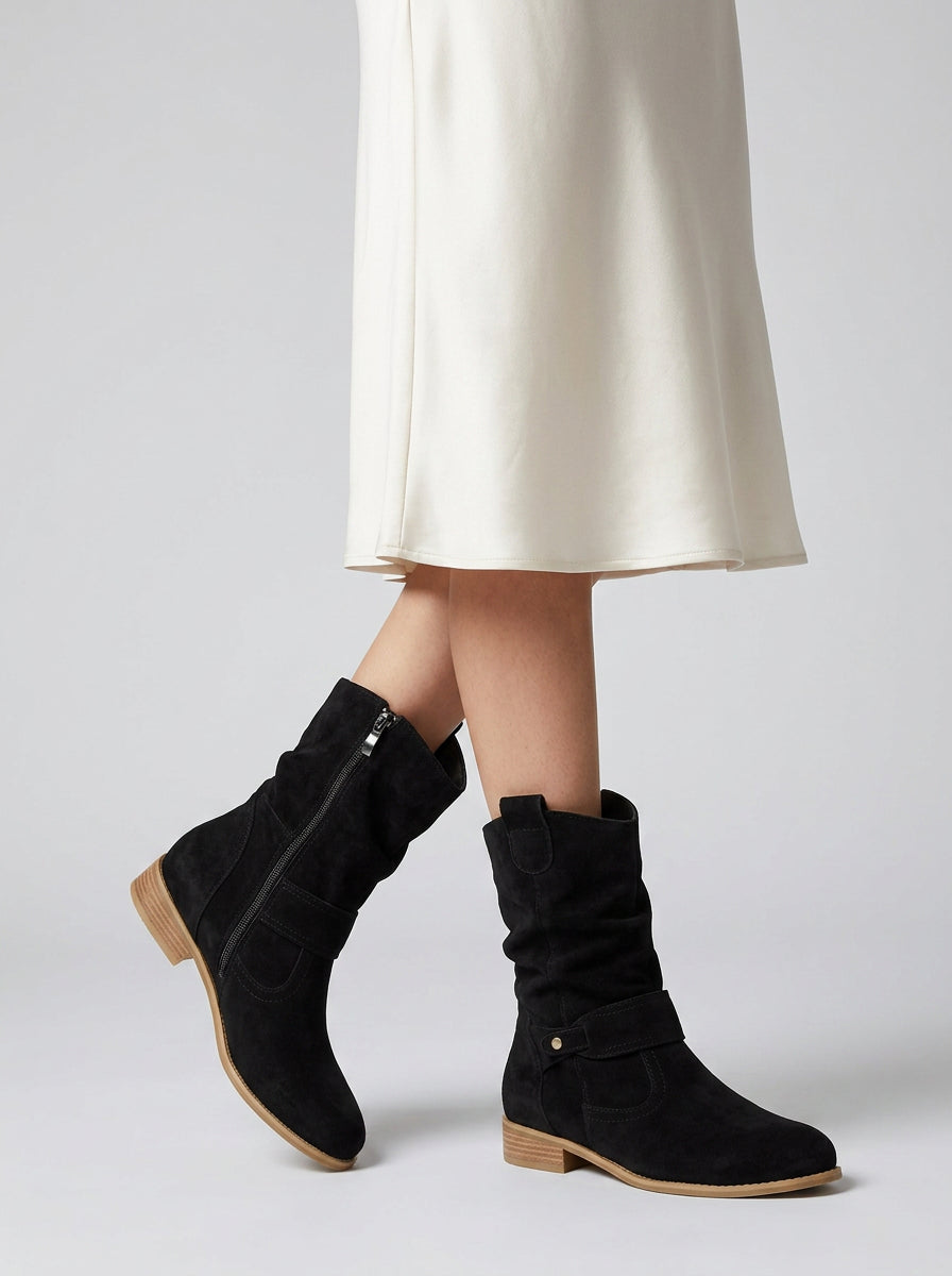 Bottines slouchy à sangle décorative talon bloc pour femme – vue 4