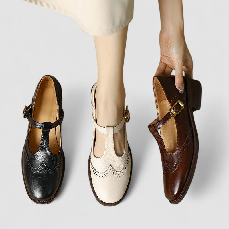 Chaussures à brides perforées talon bas pour femme – vue 9