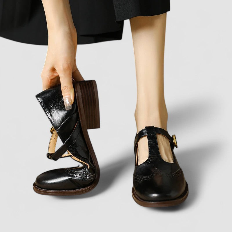 Chaussures à brides perforées talon bas pour femme – vue 2