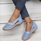Chaussures plates ajourées motif géométrique bleu pour femme