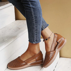 Chaussures plates ajourées motif géométrique marron pour femme