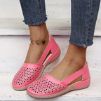 Chaussures plates ajourées motif géométrique rose pour femme
