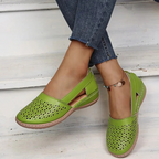 Chaussures plates ajourées motif géométrique vert clair pour femme