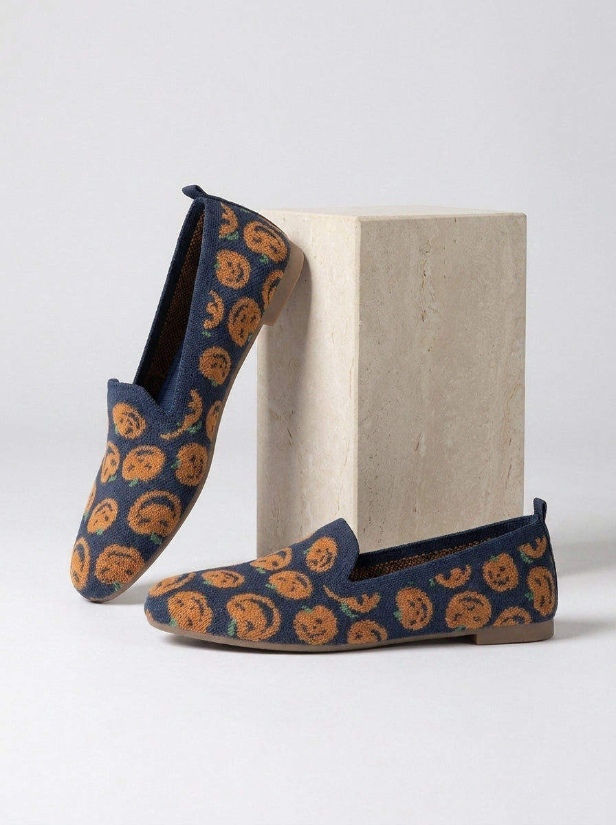 Chaussures plates brillantes à enfiler bleu marine pour femme