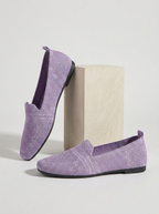 Chaussures plates brillantes à enfiler violet pour femme