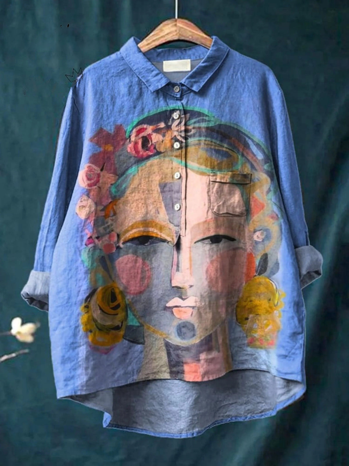 Chemise col classique imprimé artistique floral