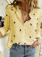 Chemise en coton à col classique et manches longues pour femme