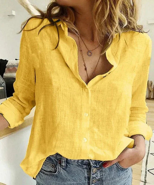 Chemise en coton à col classique et manches longues pour femme
