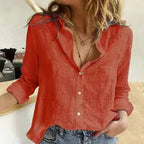 Chemise en coton à col classique et manches longues pour femme