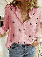 Chemise en coton à col classique et manches longues pour femme