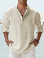 Chemise en lin col V manches longues