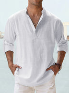 Chemise en lin col V manches longues