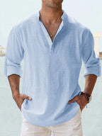Chemise en lin col V manches longues