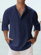 Chemise en lin col V manches longues