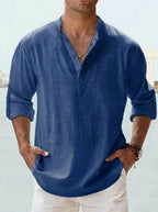Chemise en lin col V manches longues