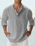 Chemise en lin col V manches longues