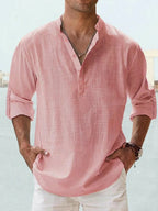 Chemise en lin col V manches longues