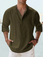 Chemise en lin col V manches longues