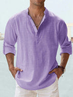 Chemise en lin col V manches longues