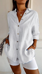 Chemise légère à texture plissée et coupe fluide pour femme
