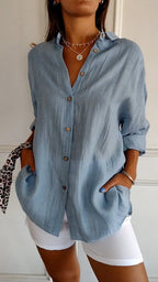 Chemise légère à texture plissée et coupe fluide pour femme