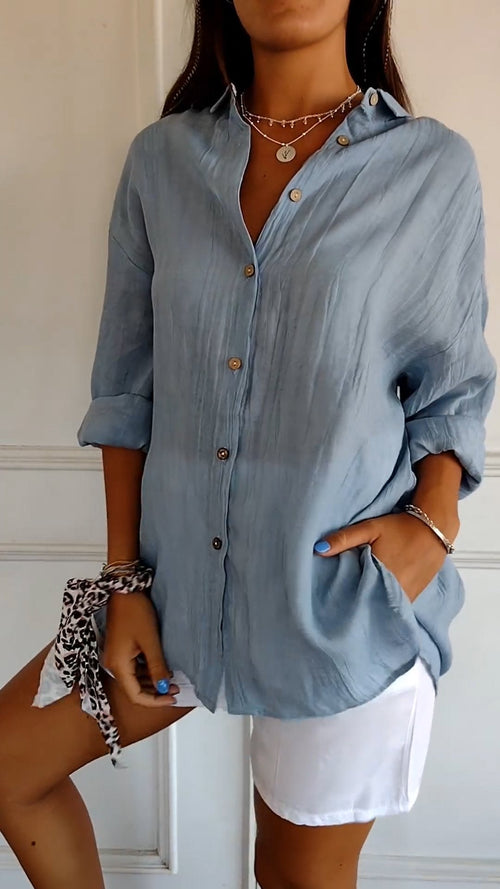 Chemise légère à texture plissée et coupe fluide pour femme