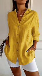 Chemise légère à texture plissée et coupe fluide pour femme